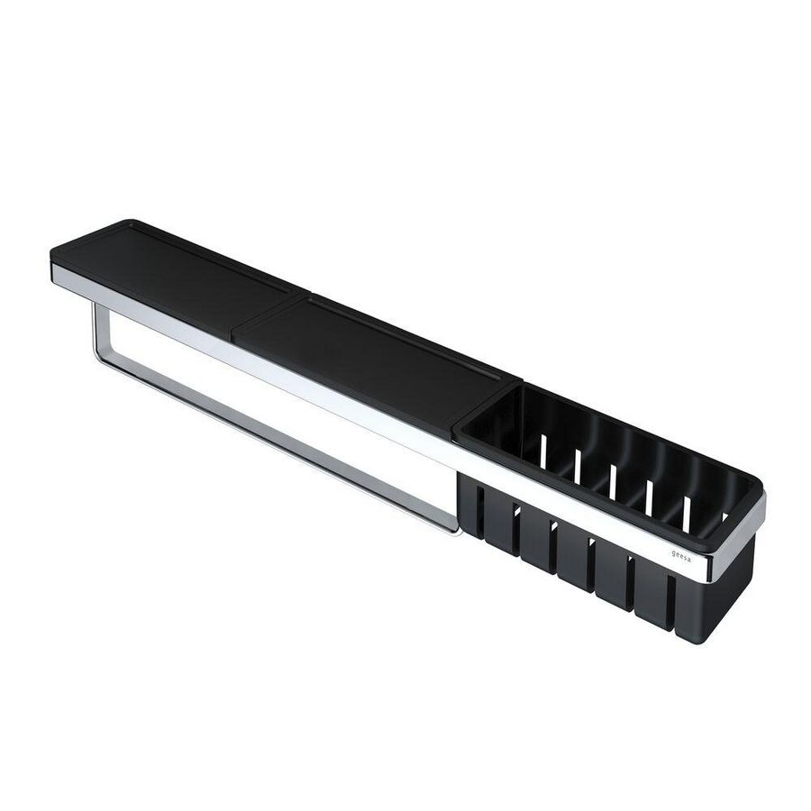 Planchet met h.houder+d.mand 630mm zwart/chroom FRAME BLACK chroom