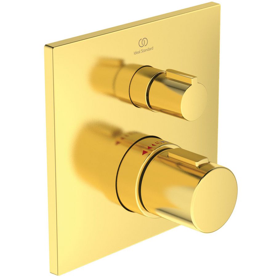 Afbouwdeel c100 inb.therm. met stopkraan brushed gold (mat goudkleurig) A6956A2