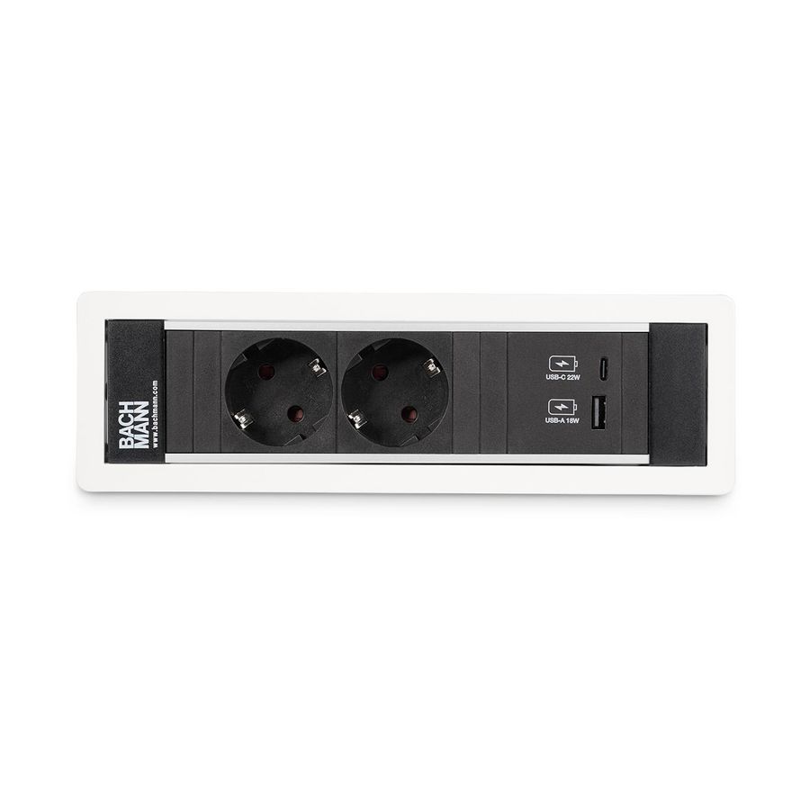 POWER FRAME 2x 230V RA 1x USB A/C chrgr 0,2m GST o.g. wit