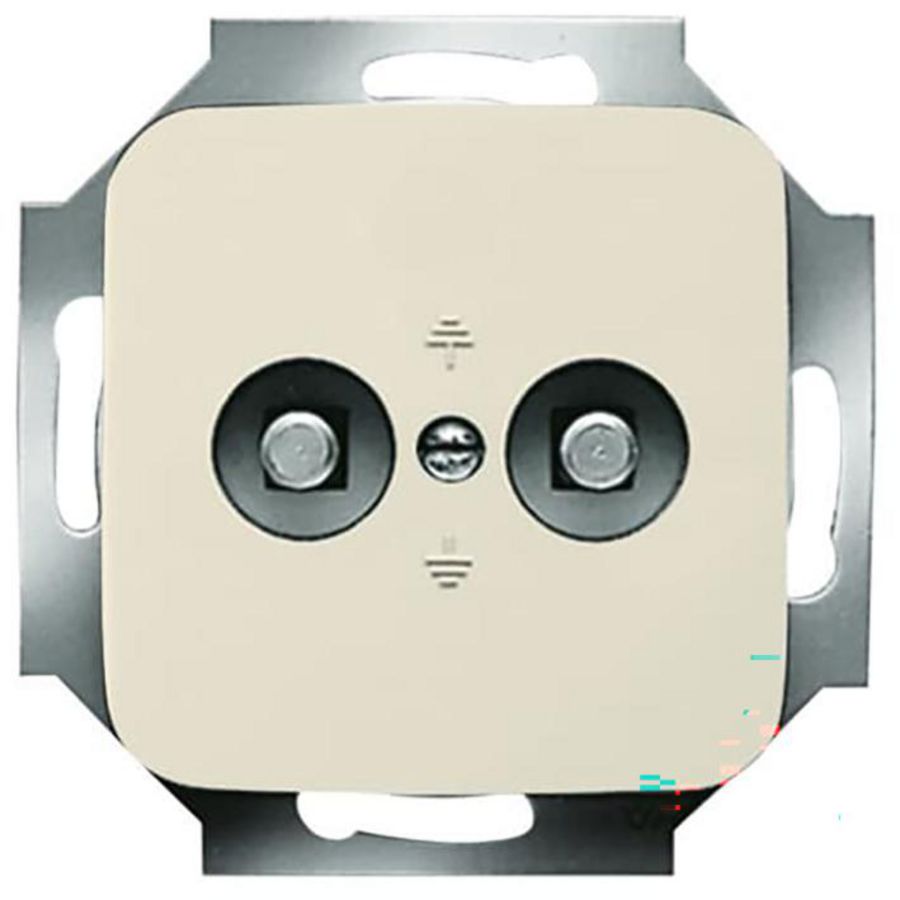 Aardingscontactdoos + Centraalplaat 2v inb SI crem (2095 UC-212)