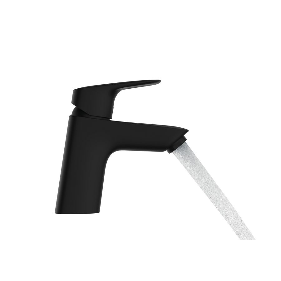 Logis 1-hendel wastafelkraan 70 CoolStart met trekwaste mat zwart