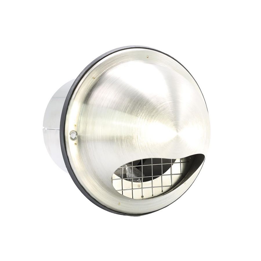 RVS bolrooster+terugslagklep+grofmazig gaas Ø125mm