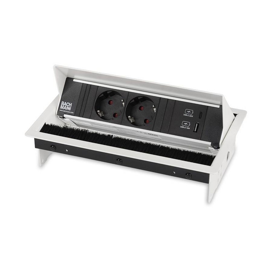 CONI 2x 230V RA 1x USB A/C chrgr 0,2m GST o.g. wit