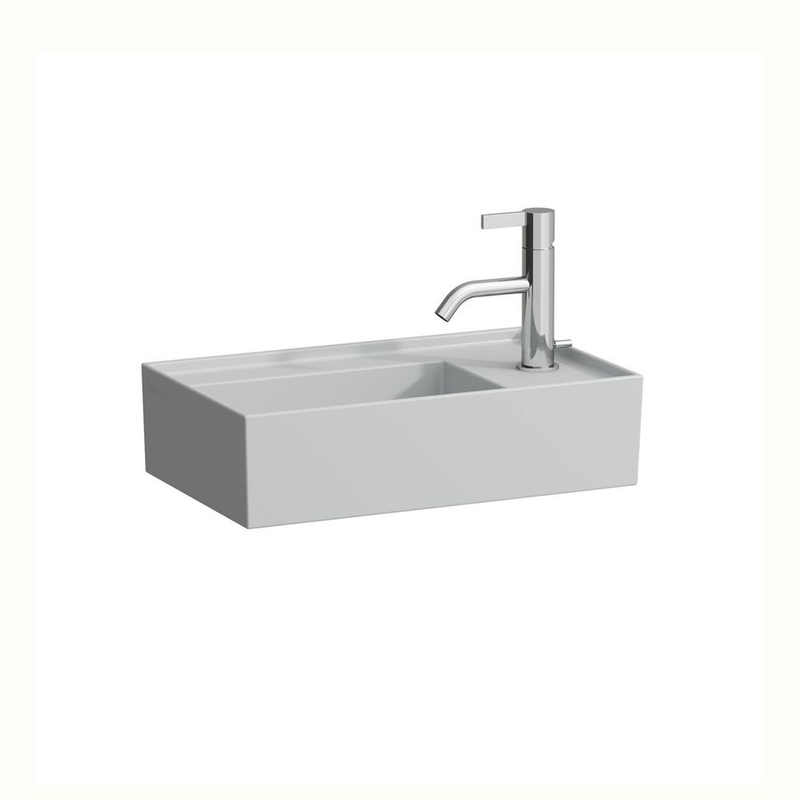 Fontein 460x280mm 1 kr.gat rechts z. overl. mat grijs