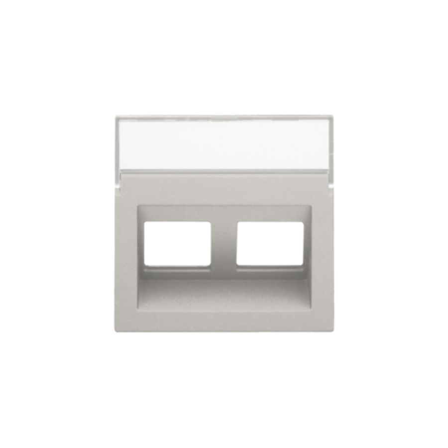 Centraalplaat data 2x RJ schuine uitgang light grey