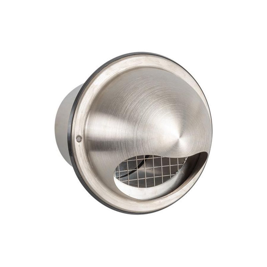 RVS bolrooster+terugslagklep+grofmazig gaas Ø150mm