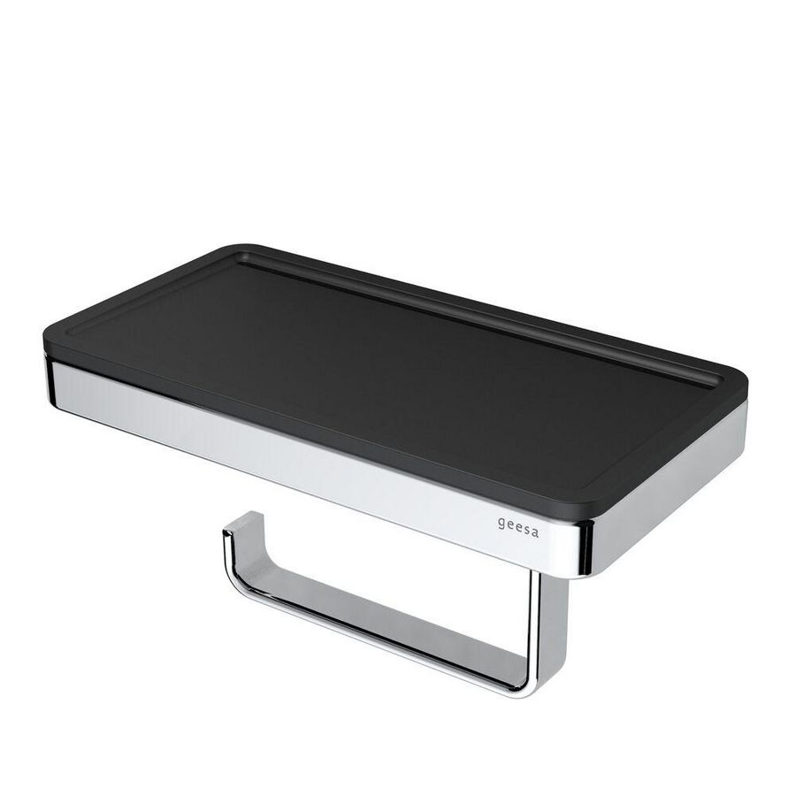 Planchet zwart met closetrolhouder+rand chr FRAME BLACK CHROME