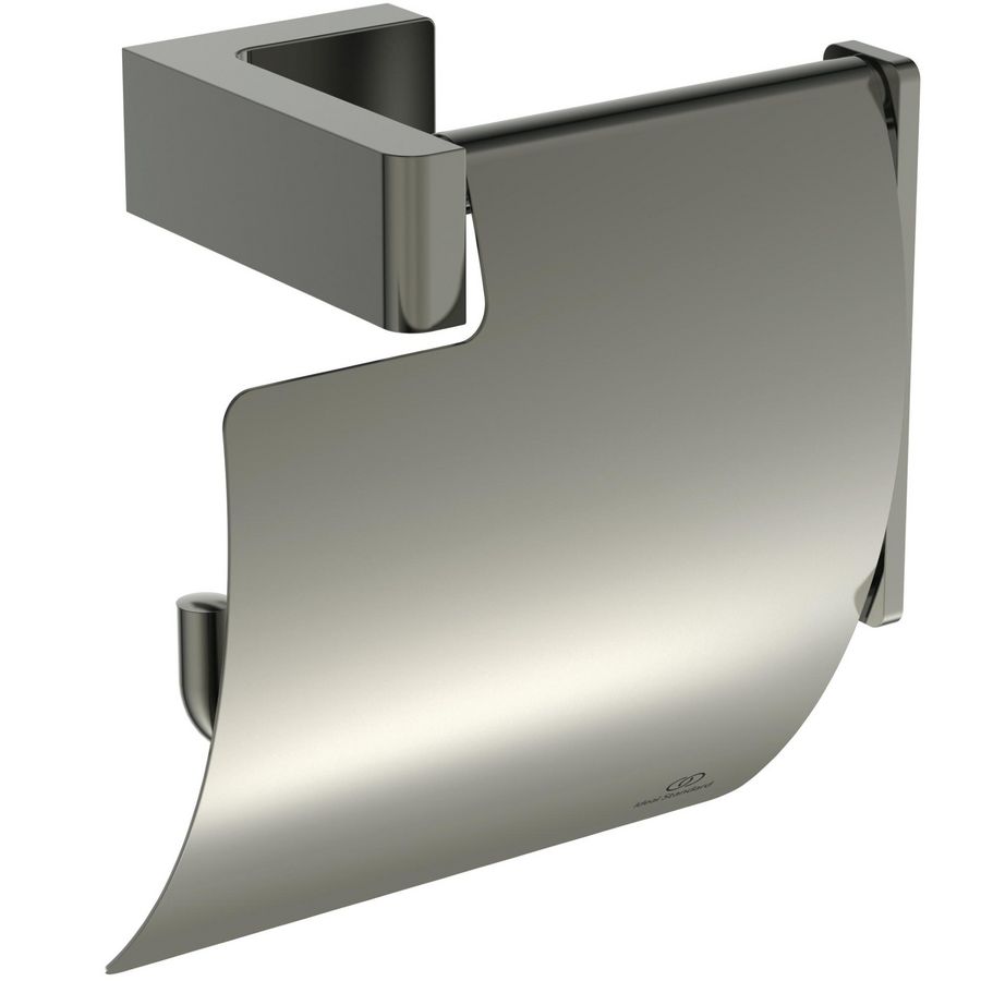 conca Closetrolhouder met klep rechthoekig silver storm (rvs look) T449