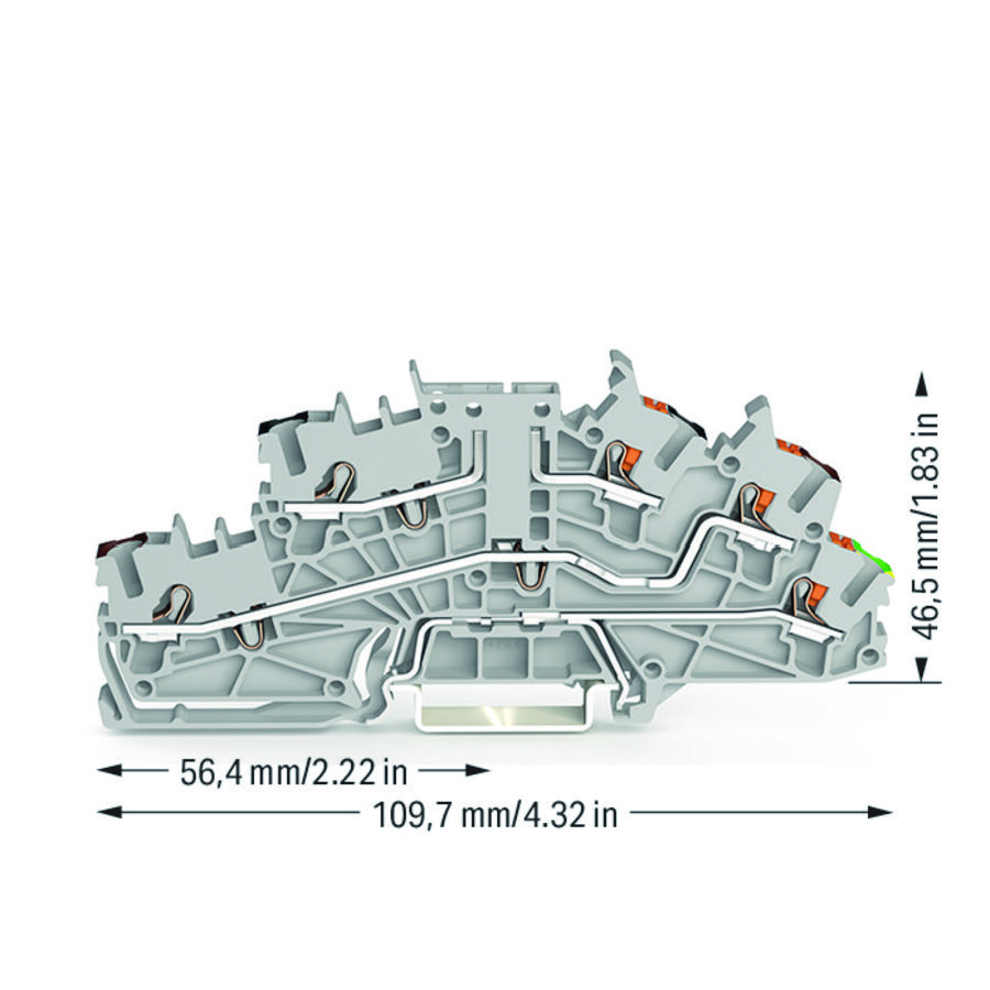 Etage installatieklem bedieningsopening + drukknop  2,5mm² 6543 VVE=50