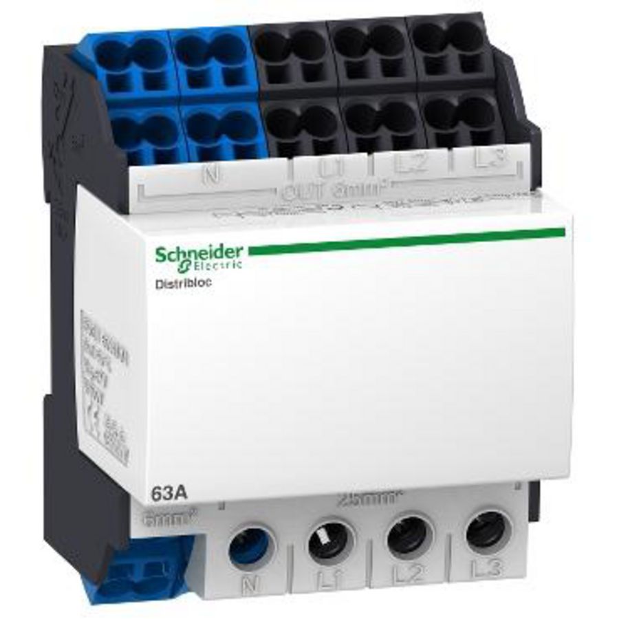Distributie blok 4P 63A 4 Modules 24 gaten Verb Linergy DX