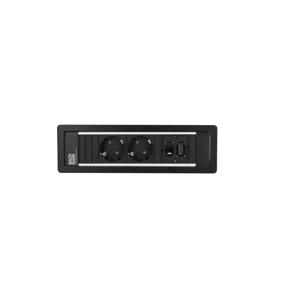 POWER FRAME 2x 230V RA 1x CAT6 1x HDMI 0,2m GST o.g. zwart