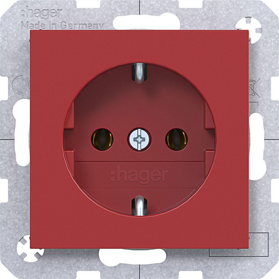 SCHUKO-wandcontactdoos steekkl. A.x/C.x rood glanzend