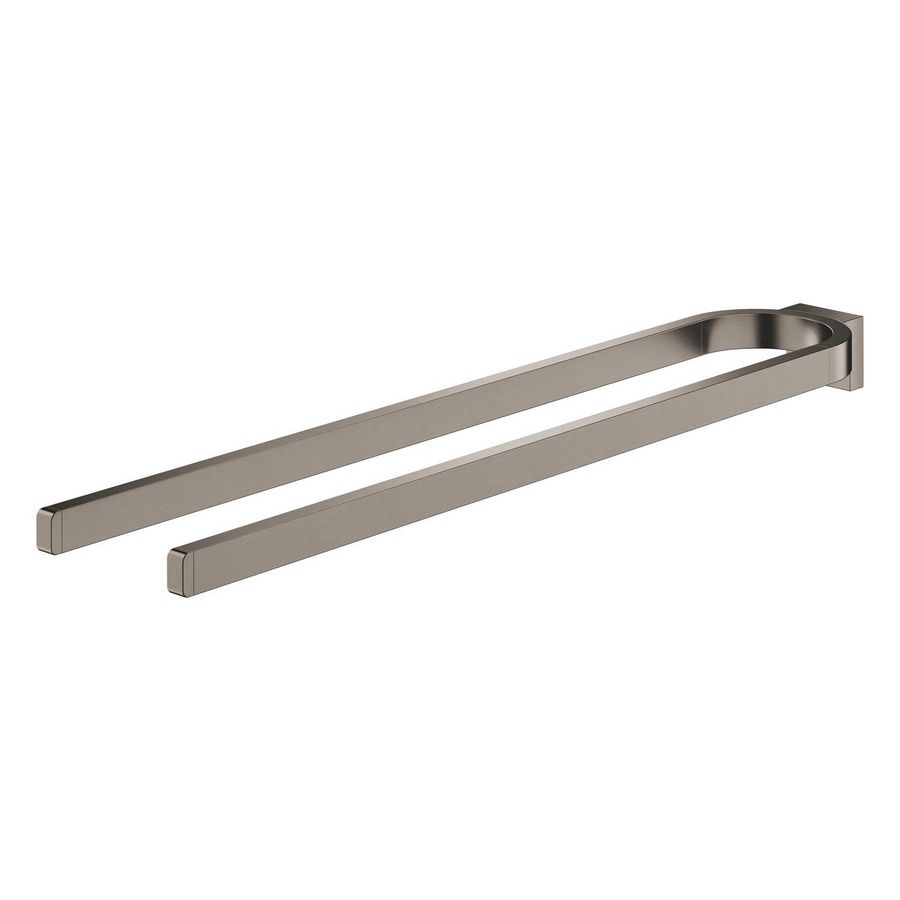 Selection handdoekhouder dubbel 41059AL0 hard graphite geborsteld (mat donker grijs)