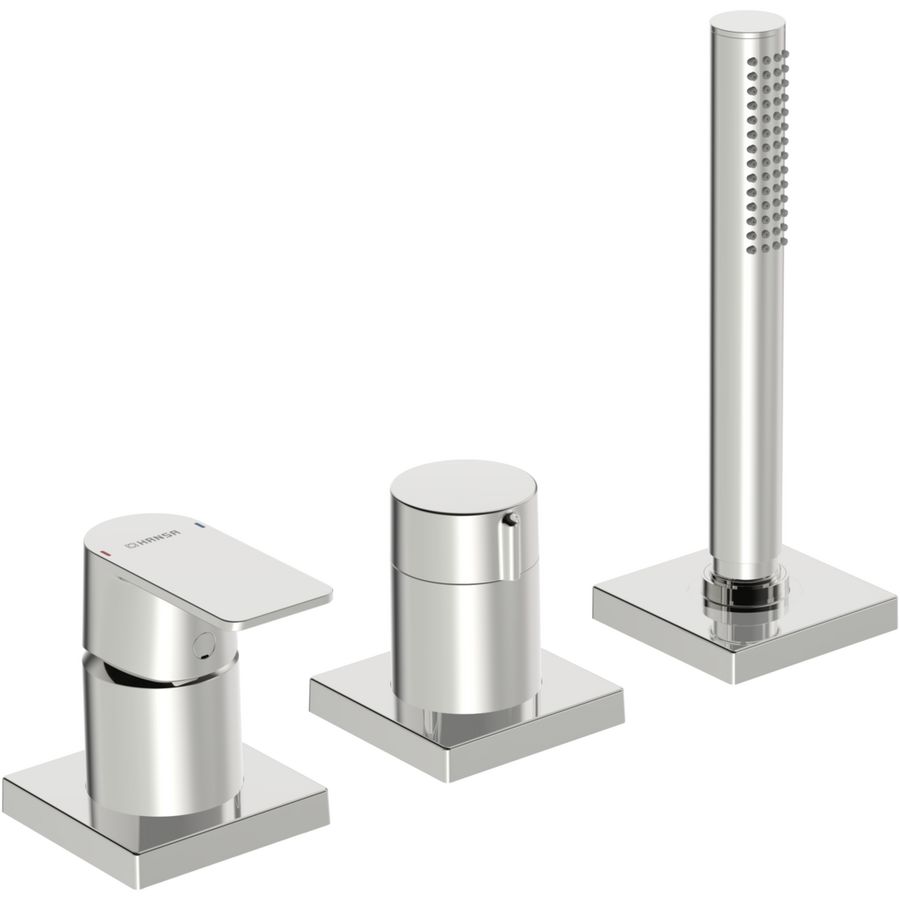 HANSASTELA afbouwset 3-gats badrand, vierkante rozetten