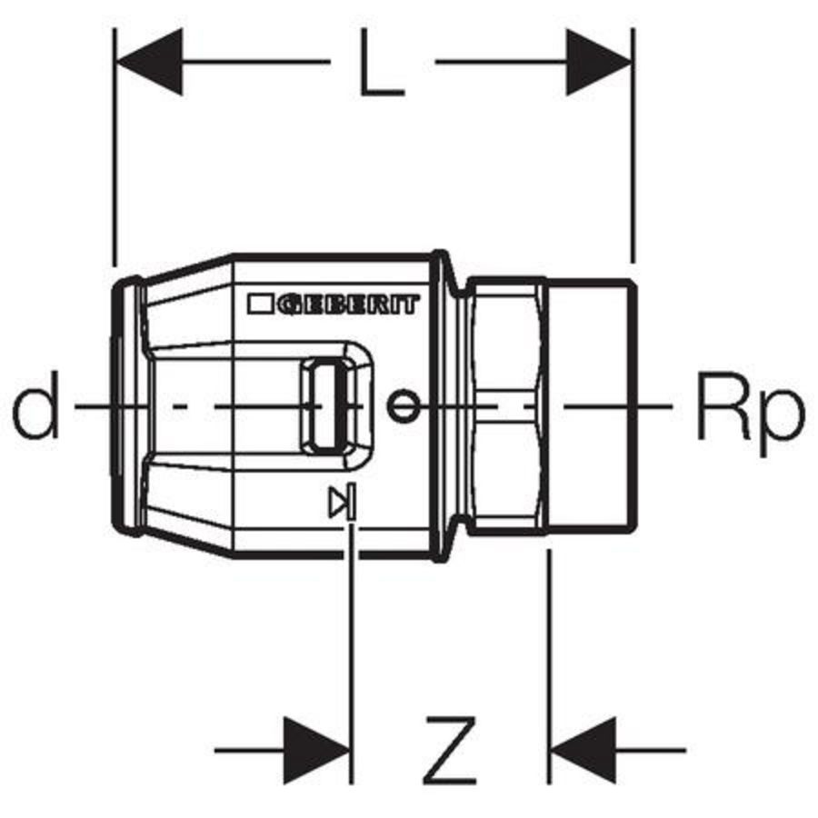 Schroefbus recht 25x1"bn.dr. brons PUSHFIT insteek