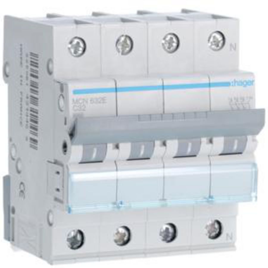 Installatieautomaat 3-polig + Nul 32A C-karakteristiek 6kA