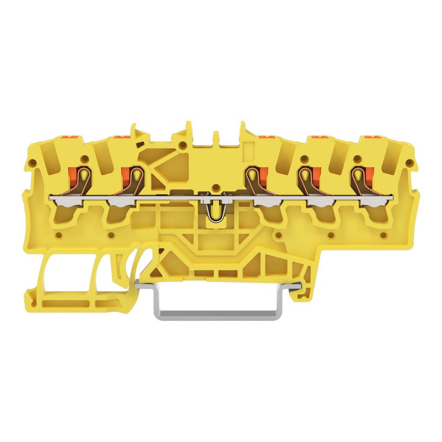 5-draads rijgklem Met drukknop 1,5mm² geel VVE=20