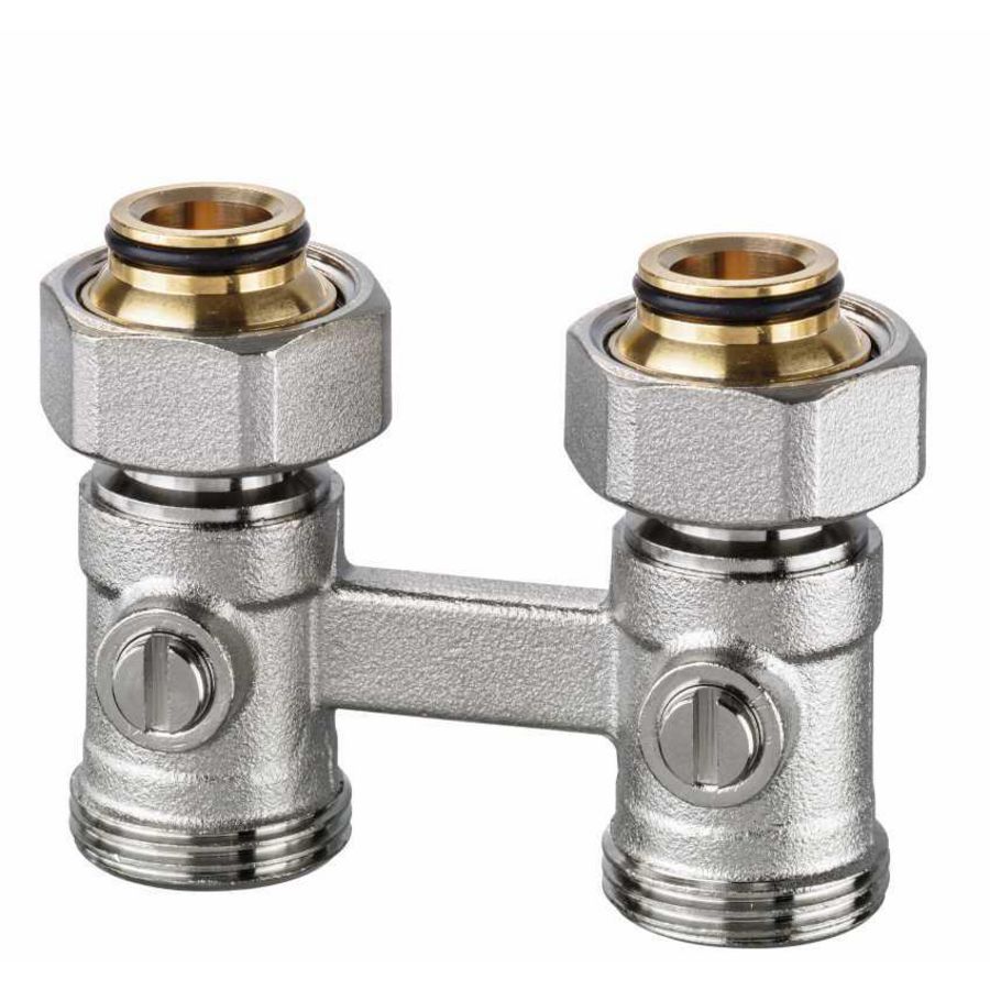H-onderblok Vekotrim recht hoh 50mm 3/4"wartel 2-pijpssysteem