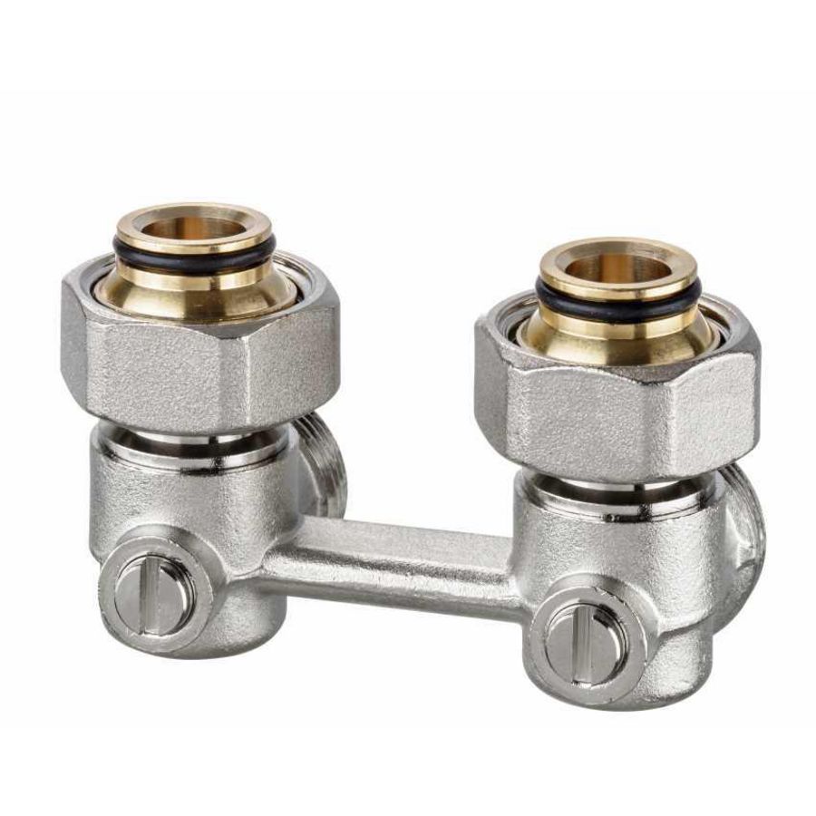 H-onderblok VEKOTERM haaks hoh 50mm 3/4"wartel 2-pijpssysteem