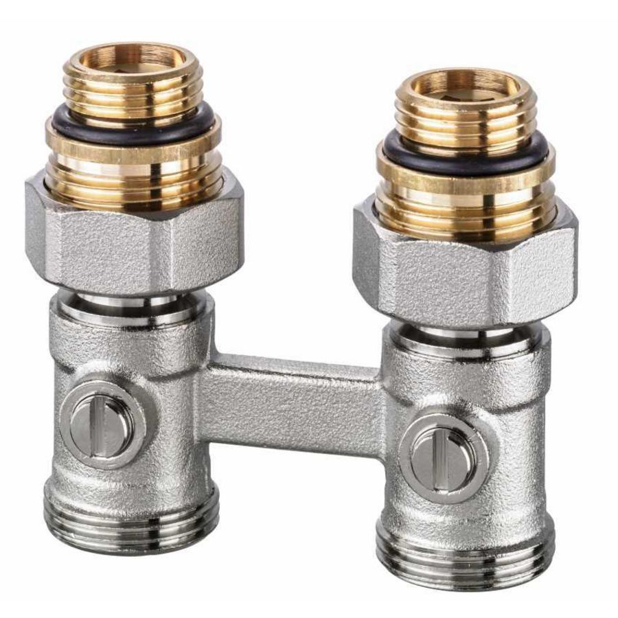 H-onderblok VEKOTERM recht hoh 50mm 3/4"wartel 2-pijpssysteem incl. nippel 3/4"x1/2"