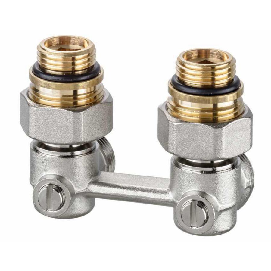 H-onderblok VEKOTERM haaks hoh 50mm 3/4"wartel 2-pijpssysteem incl. nippel 3/4"x1/2"