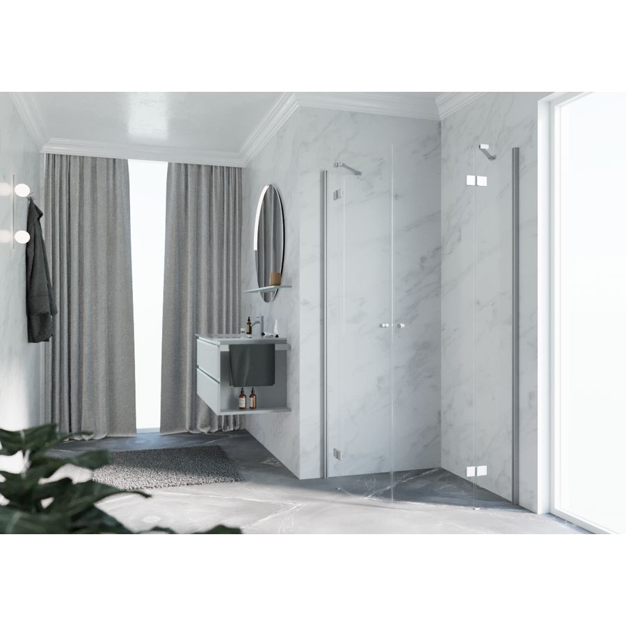 Douchewand kwartrond NH-R 100 h=2000mm helder glas profielkleur matchroom