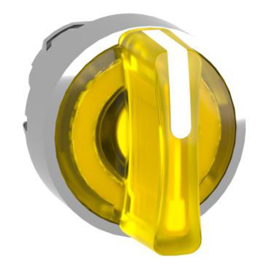 Kop keuzeschakelaar 3 pos Geel Verlicht Led Terugvering XB4