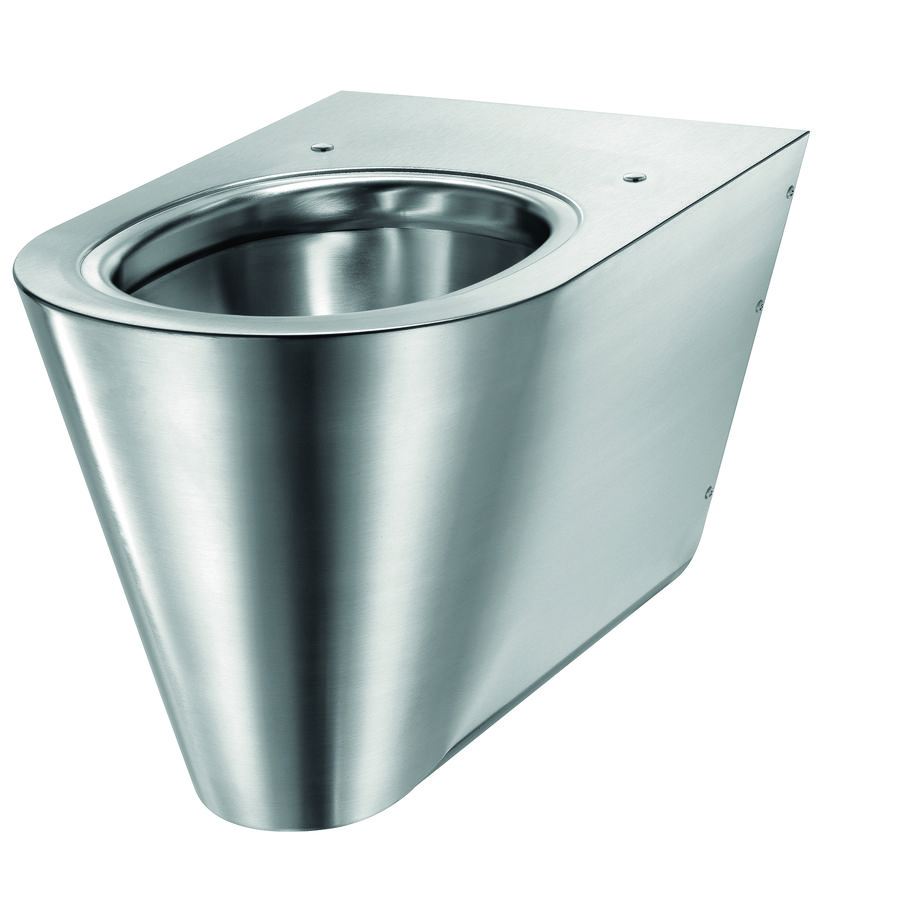 Wandcloset S21-S RVS mat 535mm voorzien van zittinggaten (excl. zitting)