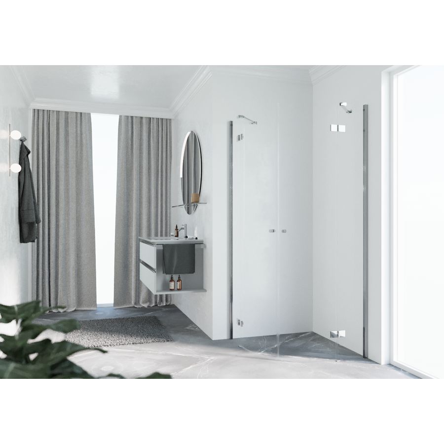 Douchewand kwartrond NH-R 100 h=2000mm helder glas profielkleur chroom
