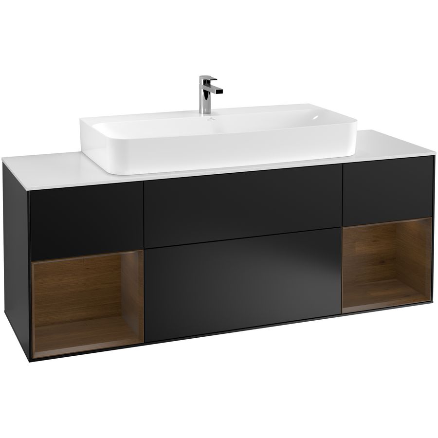 Wastafelonderkast Finion 1600x603x501mm Black Matt Lacquer G211GNPD