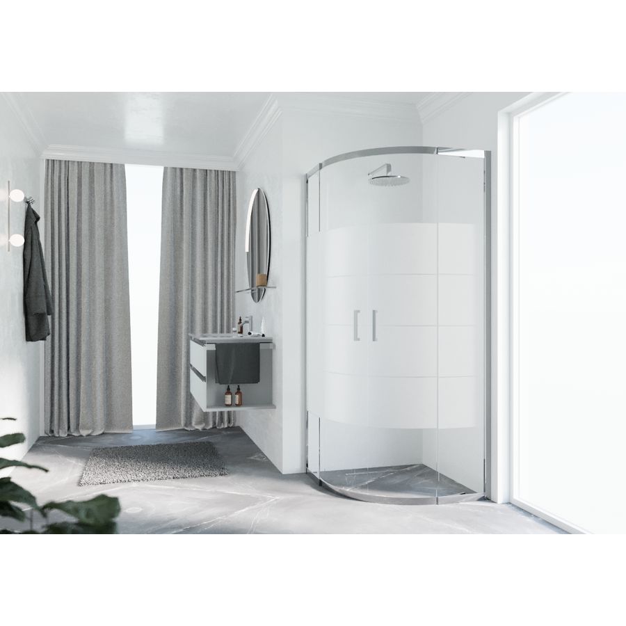Douchecabine Zeph 2.0 R 100 Verst. 98,5-101,5cm Strip Motief chroom