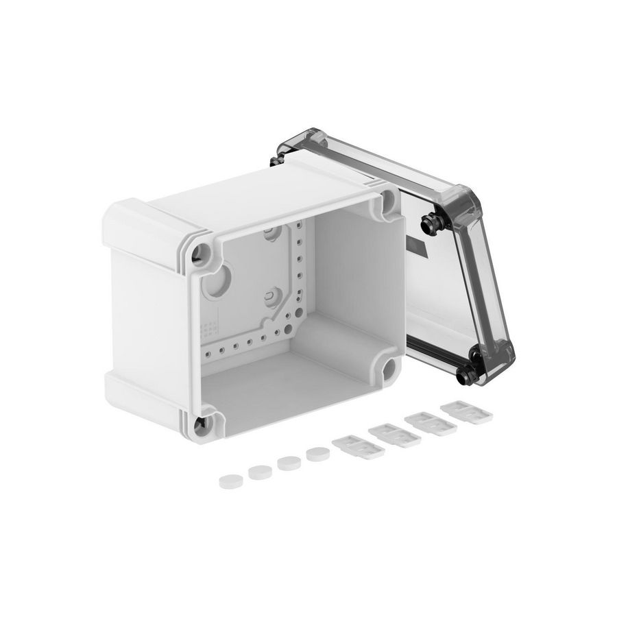 Lege behuizing transpar. deksel 190x150x125 polycarb. grijs