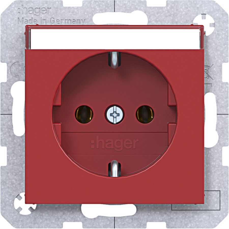 SCHUKO-wandcontactdoos tekstveld steekkl. A.x/C.x rood