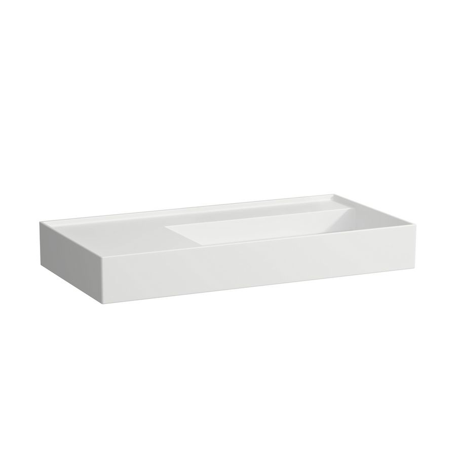 Wastafel sAPhirkeramik links 900x460mm z. kraangatmat wit