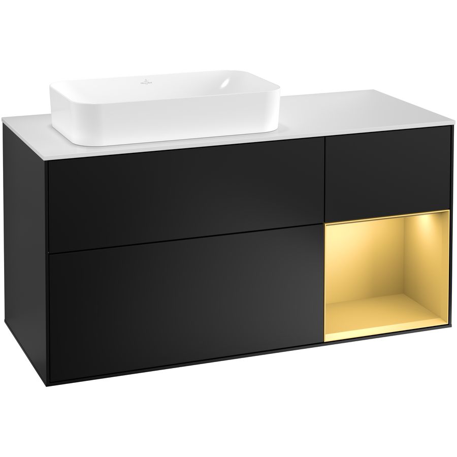 Wastafelonderkast Finion 1200x603x501mm Black Matt Lacquer G281HFPD