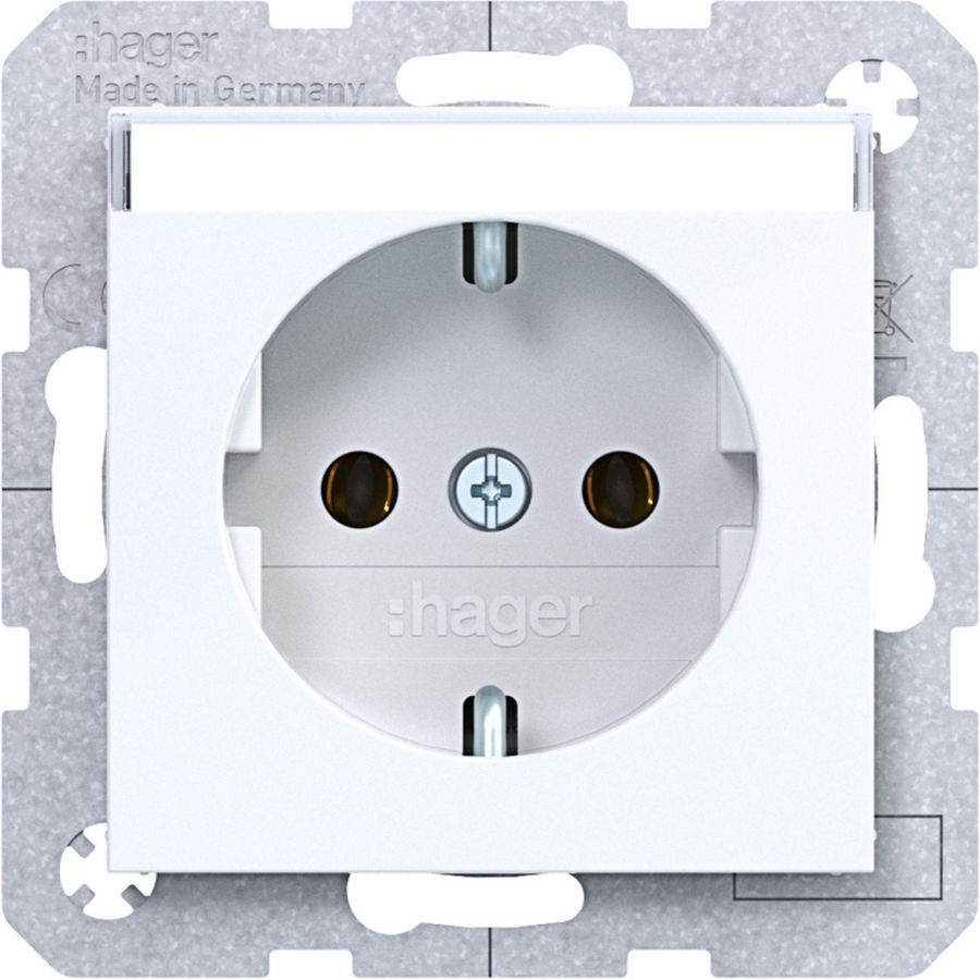 SCHUKO-wandcontactdoos tekstveld steekkl. A.x/C.x lichtwit g