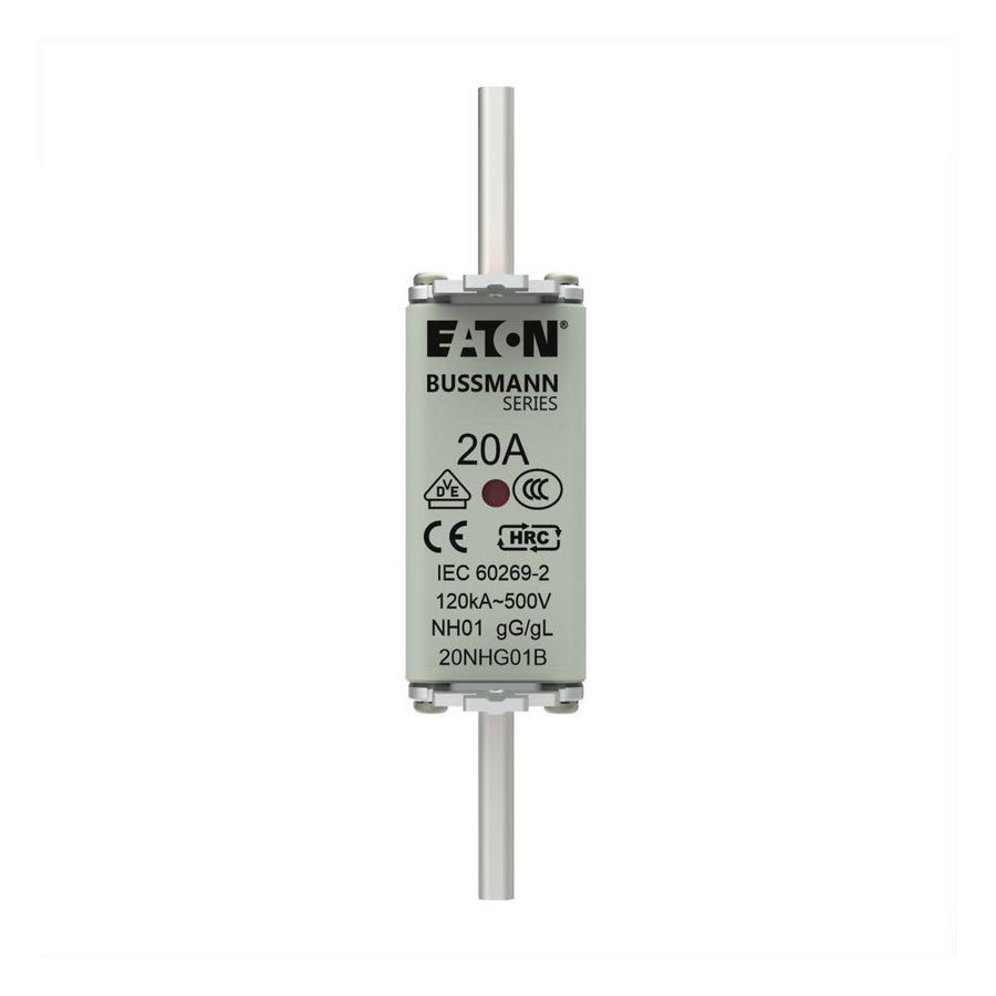 Zekering laagsp. 20A AC 500V NH01 gL/gG dubbele meld VVE=3