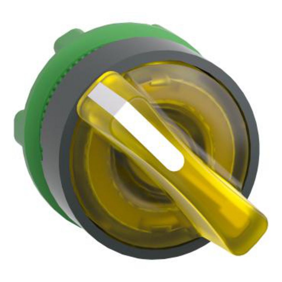 Kop voor keuzeschakelaar 2 pos Geel Verlicht Led Terug XB5