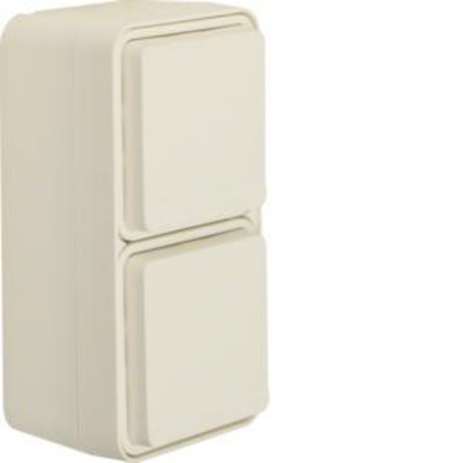 Wandcontactdoos 2-v vert. met behuizing berker W.1 polarwit
