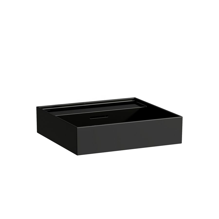 Meubelwastafel 500x460mm z.kraangat m. overloop glossy black
