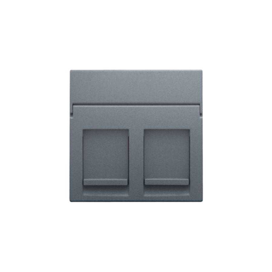 Centraalplaat data 2x RJ blue grey coated