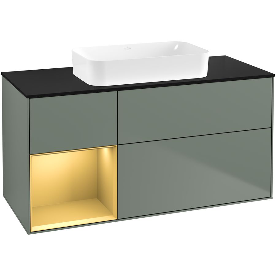Wastafelonderkast Finion 1200x603x501mm Olive Matt Lacquer F702HFGM
