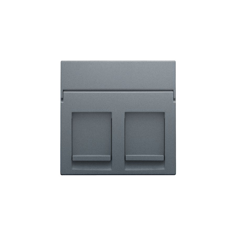 Centraalplaat data 2x RJ blue grey coated