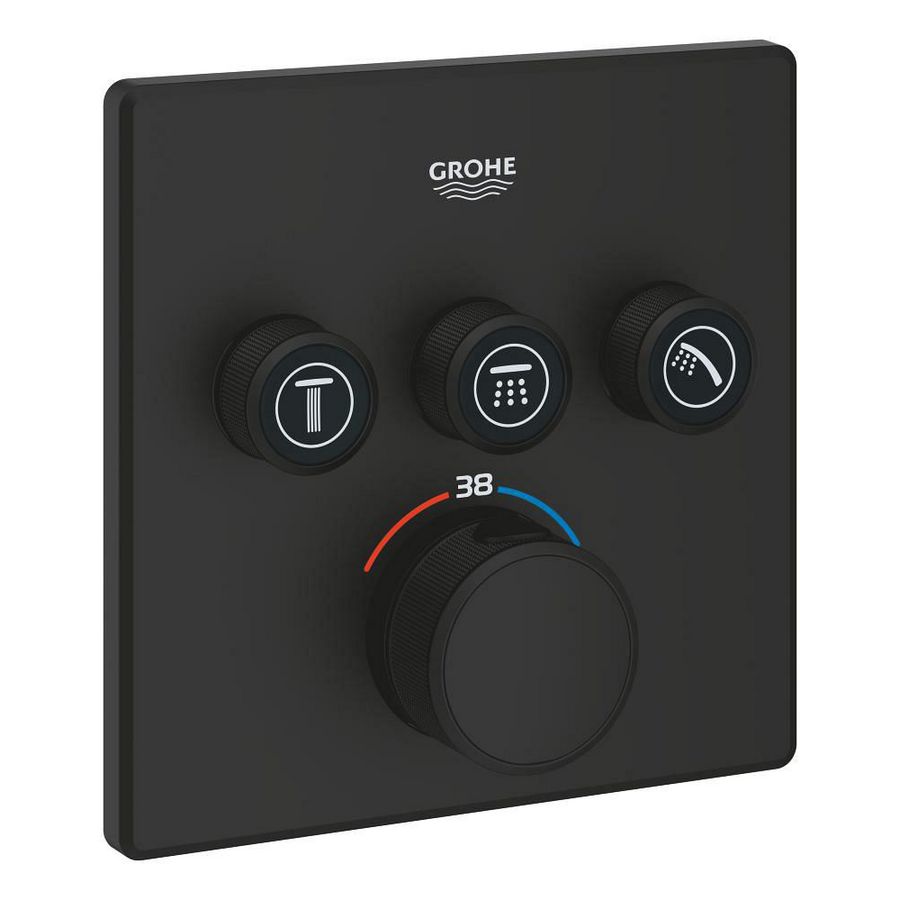 Grohtherm Smartcontrol Opbouw thermostaat omst 3X vierkant phantom Black (prof)