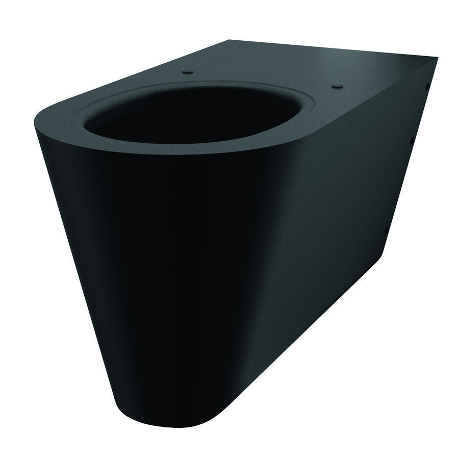Wandcloset 700mm S toevoer horizontaal RVS mat zwart (excl. zitting)