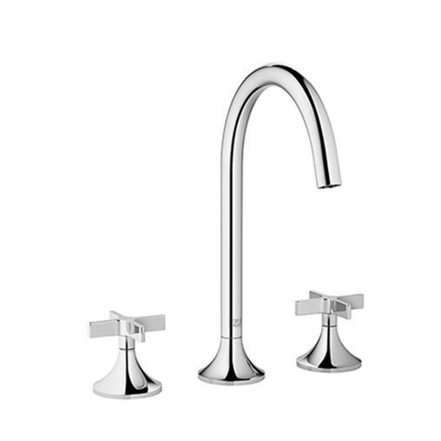 3-gats wastafelmengkraan dark platinum matt m.afvoergarn.