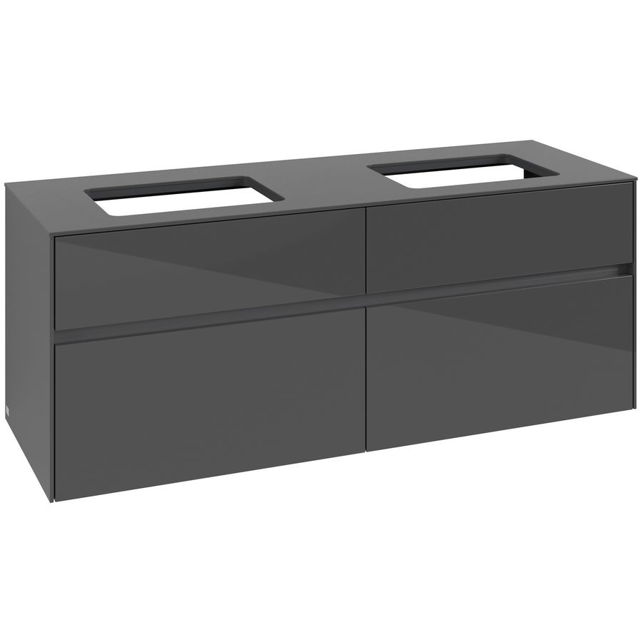 Wastafelonderkast Collaro 1400x548x500mm Glossy Grey C11900FP