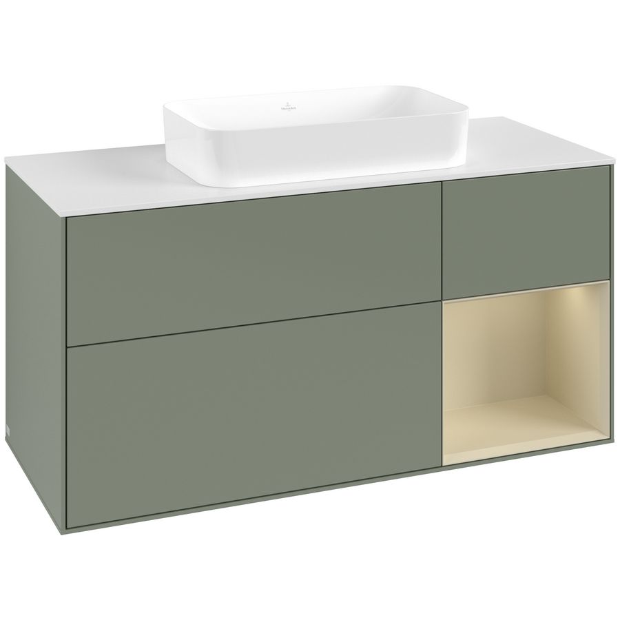 Wastafelonderkast Finion 1200x603x501mm Olive Matt Lacquer F711HJGM