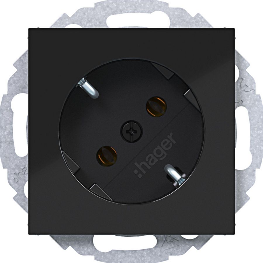 SCHUKO-wandcontactdoos 45gr., steekkl., A.x/C.x, nachtzwart