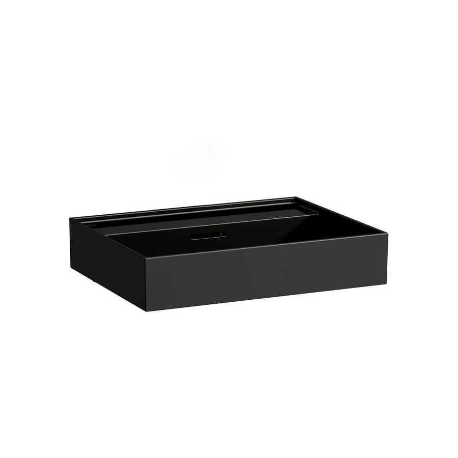Meubelwastafel 600x460mm z. kraangat m. overl. glossy black